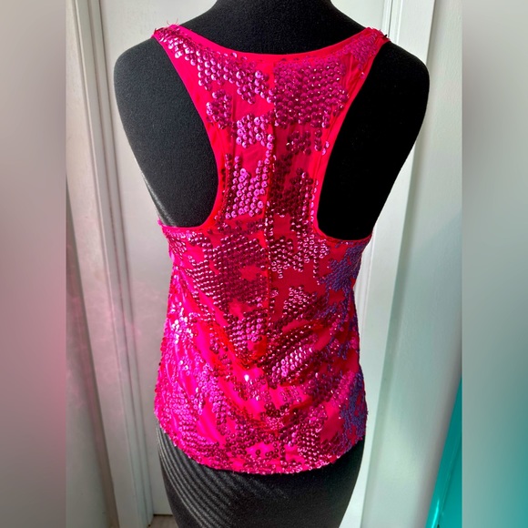 XS hot pink sequin sheer top - Picture 4 of 4